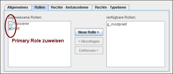 Einem Benutzer Rollen zuordnen