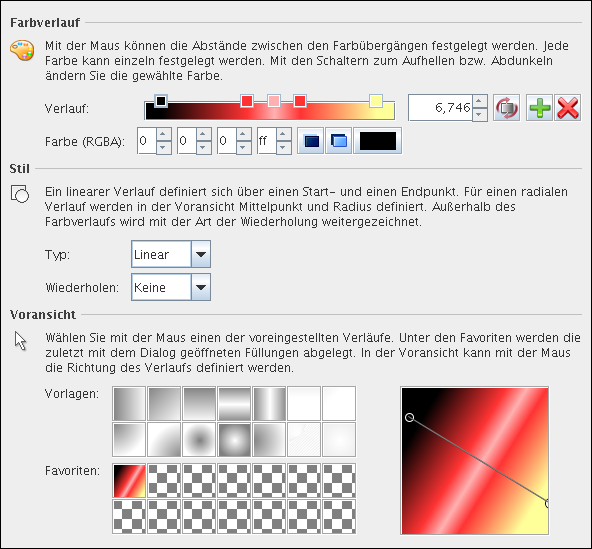 Der Dialog Farbverlauf