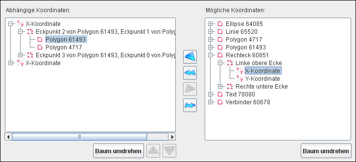 Die Dialogregisterkarte Abhängige Koordinaten