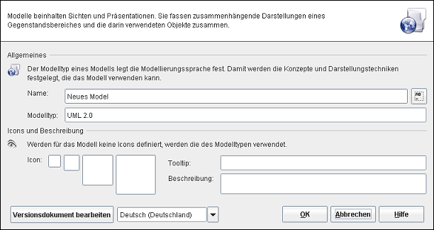 Der Editor für die Modelleigenschaften