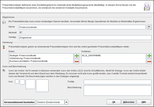 Der Präsentationstypeneditor