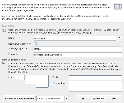 Der Spaltentypeneditor