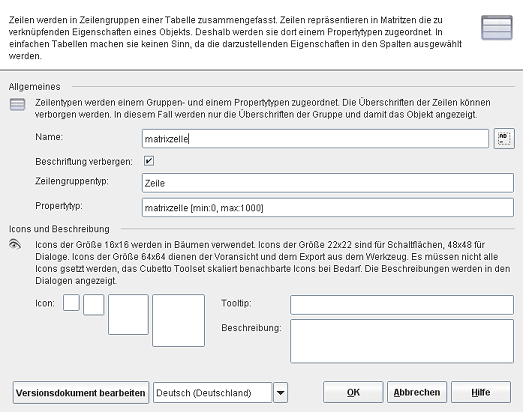 Der Zeilentypeneditor