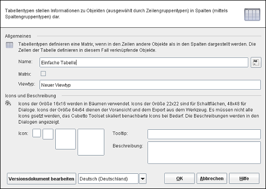 Der Tabellentypeneditor