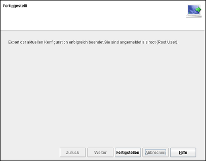 Bericht über den Export einer Konfiguration