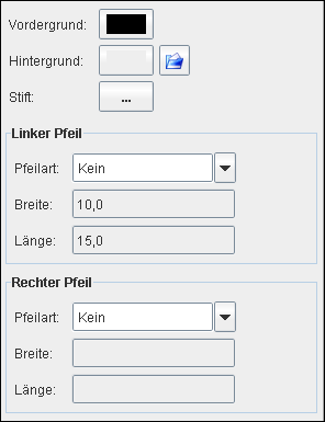 Die erweiterte Kontextregisterkarte Farben und Stift