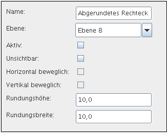 Die Kontextregisterkarte Objekteigenschaften für abgerundete Rechtecke
