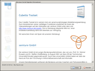Startfenster der Installation