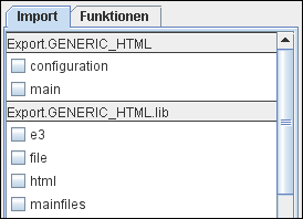 Die Registerkarte Import