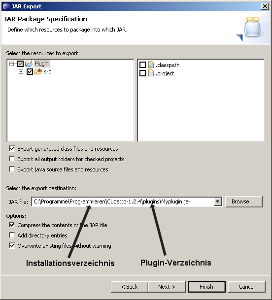 Deployment des Plugins in Eclipse