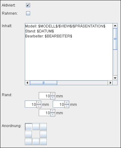 Die Registerkarte Kopfzeilen