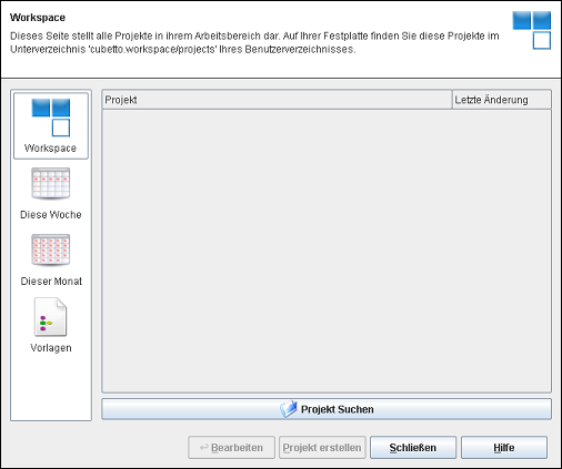 Der Projekteditor - Workspace