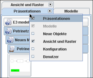 Registerkarten ein- und ausblenden